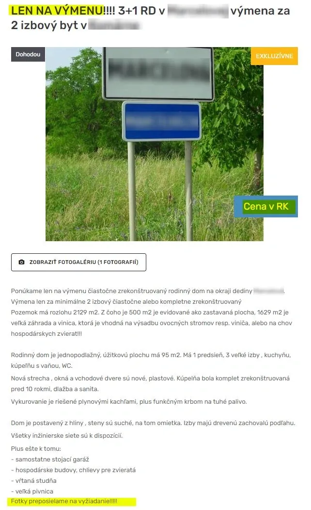 Zlý inzerát na predaj nehnuteľnosti!!!